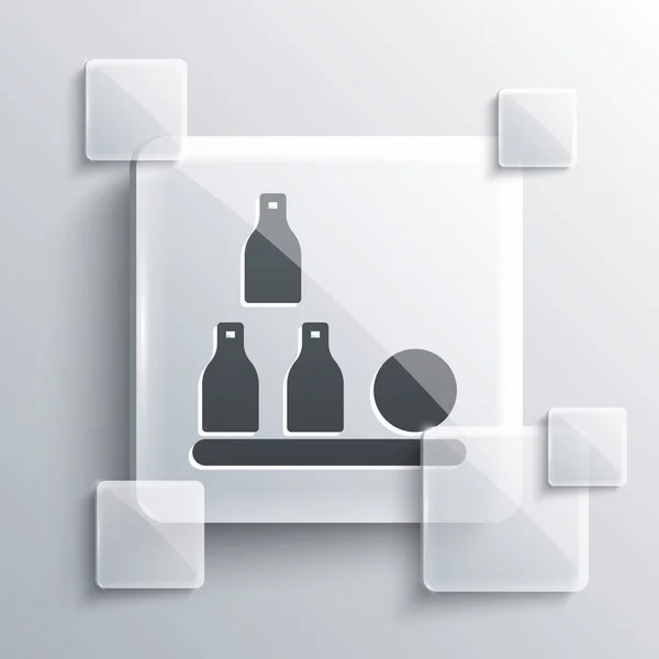 Grijze Flessen Bal Pictogram Geïsoleerd Grijze Achtergrond Vierkante Glazen Panelen — Stockvector