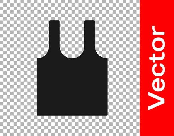 Camiseta Negra Sin Mangas Icono Aislado Sobre Fondo Transparente Vector — Vector de stock