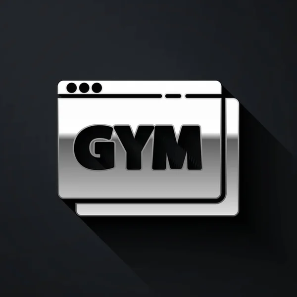 Silver Online Icono Fitness Entrenamiento Aislado Sobre Fondo Negro Estilo — Vector de stock