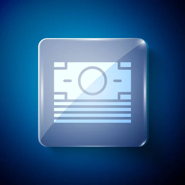 Icône Trésorerie Papier Piles Blanches Isolée Sur Fond Bleu Des — Image vectorielle