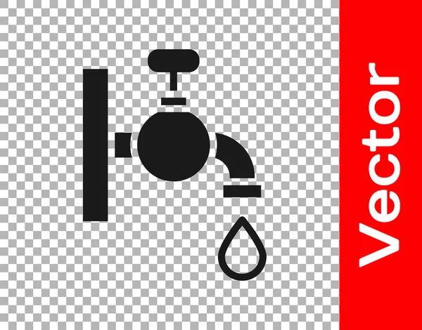 Black Water Tap Icon Isolated Transparent Background Vector — Stock Vector