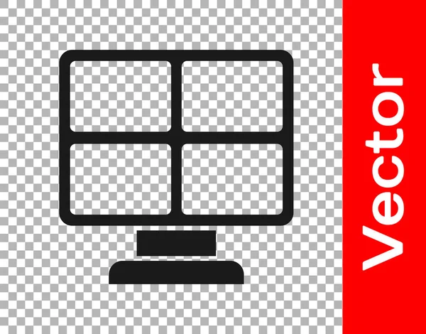 Черная Панель Солнечной Энергии Значок Изолирован Прозрачном Фоне Вектор — стоковый вектор