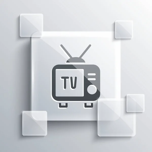 Icono Gris Retro Aislado Sobre Fondo Gris Señal Televisión Paneles — Vector de stock