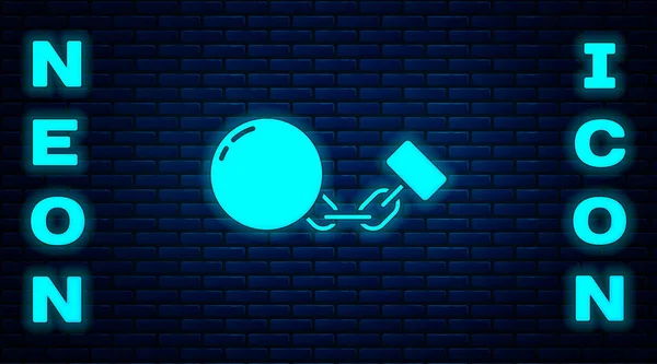 Glowing Neon Ball Chain Icon Isolated Brick Wall Background Vector — Stock Vector