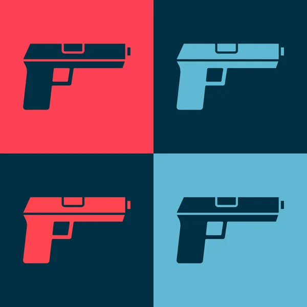 Pop Art Pistola Pistola Icona Isolata Sfondo Colore Polizia Pistola — Vettoriale Stock