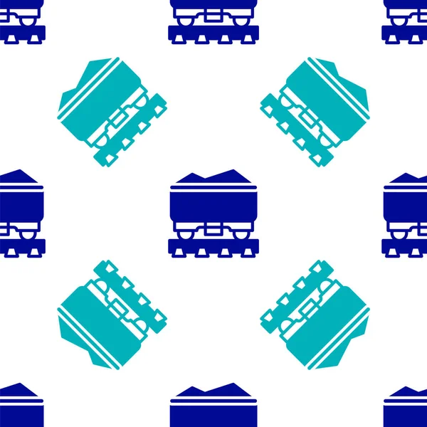 Modré Uhlí Vlak Vůz Ikona Izolované Bezešvé Vzor Bílém Pozadí — Stockový vektor