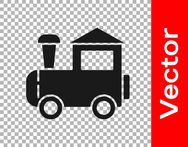 Icono Tren Juguete Negro Aislado Sobre Fondo Transparente Vector — Vector de stock