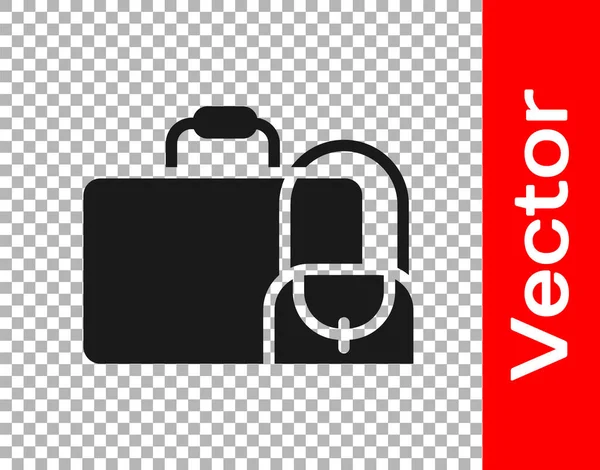 Black Suitcase Travel Icon Isolated Transparent Background Traveling Baggage Sign — Stock Vector