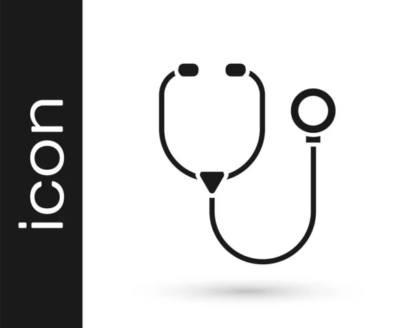 Ікона Медичних Інструментів Black Stethoscope Ізольована Білому Тлі Вектор — стоковий вектор