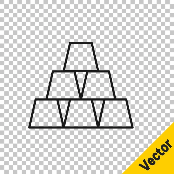 Черная Линия Золотые Слитки Значок Изолирован Прозрачном Фоне Банковская Бизнес — стоковый вектор