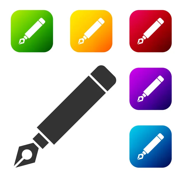 Black Fountain Pen Nib Icon Isolated White Background Pen Tool — Stock Vector