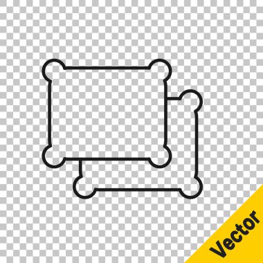 Siyah çizgi dikdörtgen yastık simgesi şeffaf arkaplanda izole edildi. Yastık tabelası. Vektör.