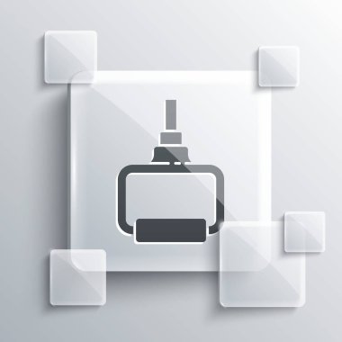 Gri TPX döngü eğitim ekipmanı ikonu gri arkaplanda izole edildi. Spor malzemeleri. Kare cam paneller. Vektör İllüstrasyonu.