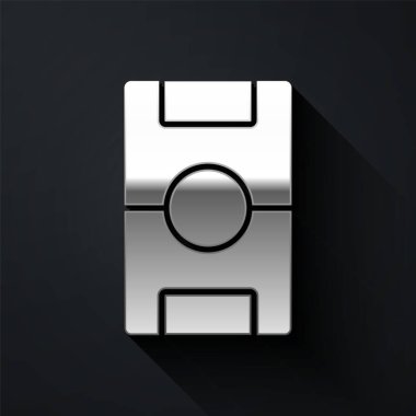 Gümüş Futbol Masası simgesi siyah arkaplanda izole edildi. Hokey masası. Uzun gölge tarzı. Vektör.