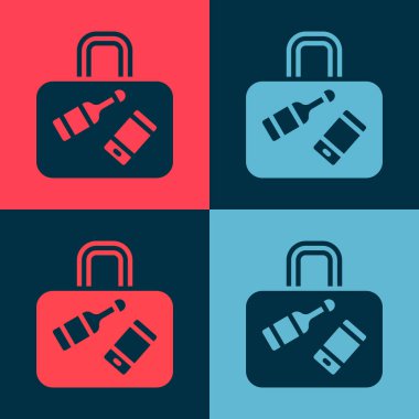 Seyahat simgesi için Pop Art Bavulu renk arkaplanında izole edildi. Seyahat bagaj tabelası. Seyahat bagaj ikonu. Vektör.