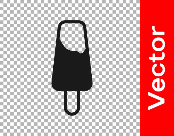 Crème Glacée Noire Popsicle Sur Bâton Bois Icône Isolée Sur — Image vectorielle