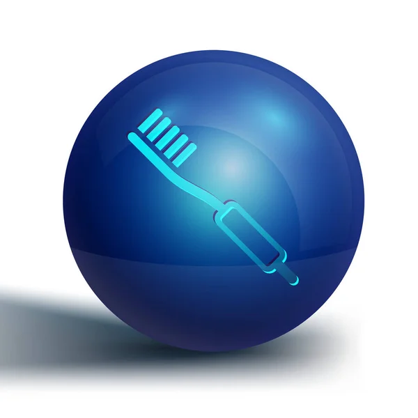 Ícone Azul Escova Dentes Isolado Fundo Branco Botão Círculo Azul —  Vetores de Stock
