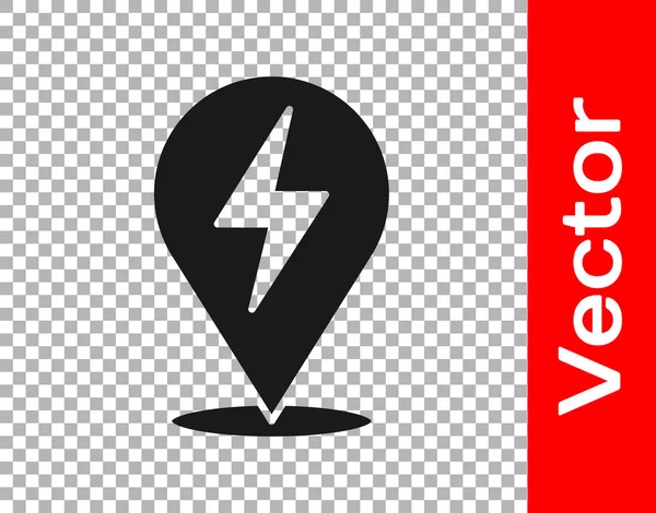 Icono Rayo Negro Aislado Sobre Fondo Transparente Icono Flash Icono — Vector de stock