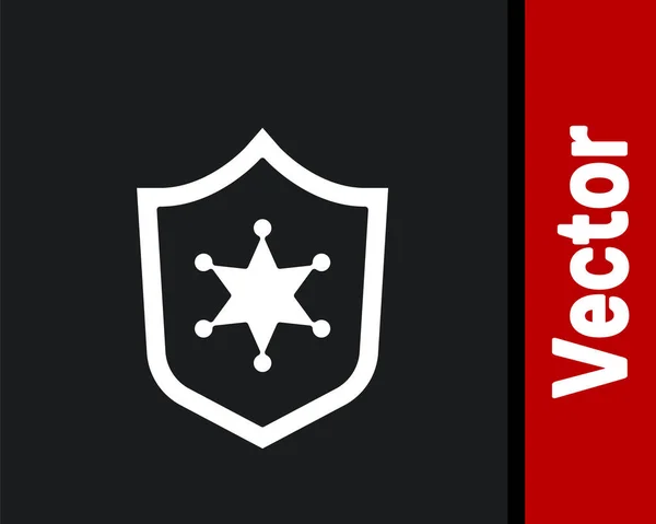 Icône Badge Police Blanche Isolée Sur Fond Noir Panneau Insigne — Image vectorielle
