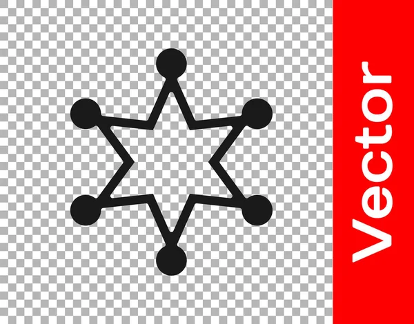 Ícone Xerife Hexagram Preto Isolado Fundo Transparente Ícone Distintivo Polícia — Vetor de Stock