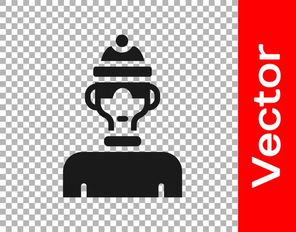 Черный Зимний Спортсмен Икона Изолированы Прозрачном Фоне Вектор — стоковый вектор
