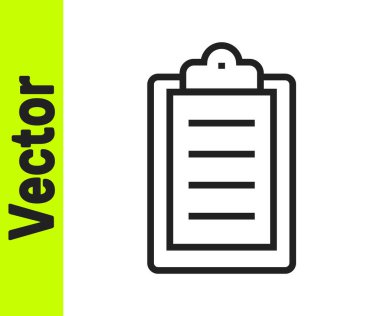 Siyah çizgi spor eğitim programı ya da beyaz arka planda izole edilmiş fitness planı simgesi. Vektör.