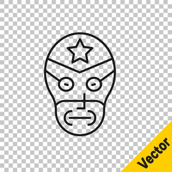 Иконка Мексиканского Борца Черной Линии Изолирована Прозрачном Фоне Вектор — стоковый вектор
