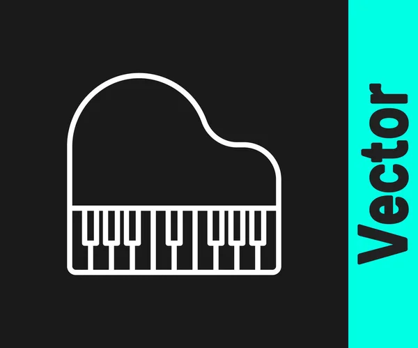 Weiße Linie Grand Piano Symbol Isoliert Auf Schwarzem Hintergrund Musikinstrument — Stockvektor