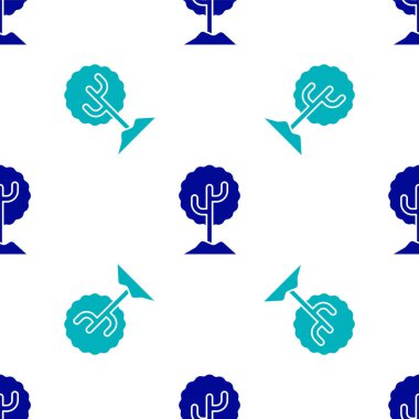 Mavi Ağaç simgesi beyaz arkaplanda izole edilmiş kusursuz desen. Orman sembolü. Vektör İllüstrasyonu.