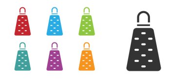 Siyah Grater simgesi beyaz arkaplanda izole edildi. Mutfak sembolü. Mutfak aletleri. Çatal bıçak seti. Simgeleri renklendirin. Vektör.