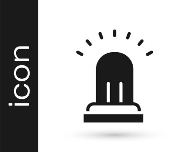 Beyaz arkaplanda siyah zil simgesi izole edildi. Yangın alarmı. Servis zili, el zili işareti, uyarı sembolü. Vektör.