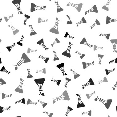 Siyah Bitki üreme ikonu beyaz arka planda izole edilmiş kusursuz desen. Test tüplerinde büyüyen bitkiler. Organik gıda, tarım ve hidrofonik. Vektör.