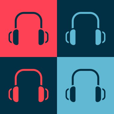 Pop Art Winter kulaklık simgesi renk arkaplanında izole edilmiş. Kulaklıklar. Vektör.