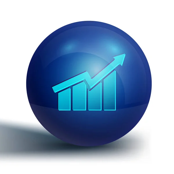 Ícone Crescimento Financeiro Azul Aumento Isolado Fundo Branco Aumentar Receita —  Vetores de Stock