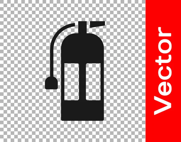 Black Fire Extinguisher Icon Isolated Transparent Background Vector — Stock Vector