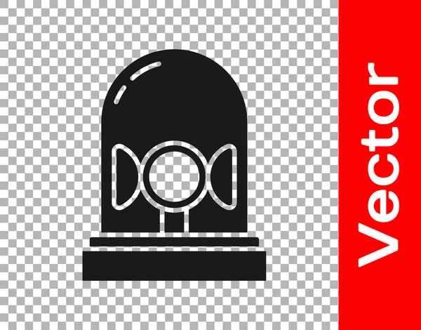 Черный Значок Сирены Вспышки Изолирован Прозрачном Фоне Аварийная Сирена Вектор — стоковый вектор