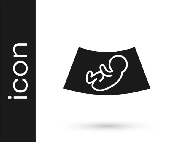 Ultrasonido Negro Del Icono Del Bebé Aislado Sobre Fondo Blanco — Archivo Imágenes Vectoriales