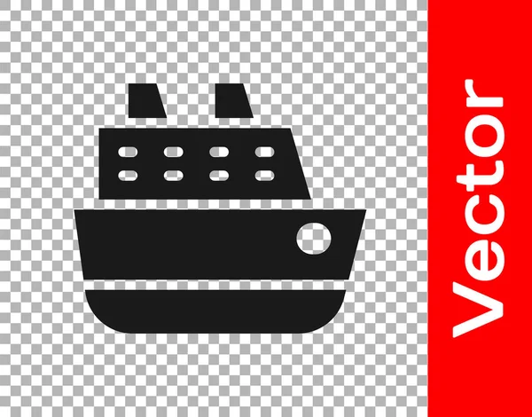Black Cruise Ship Icon Isolated Transparent Background Travel Tourism Nautical — Stock Vector