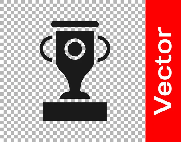 Black Award Cup Icon Isolated Transparent Background Winner Trophy Symbol — Stock Vector