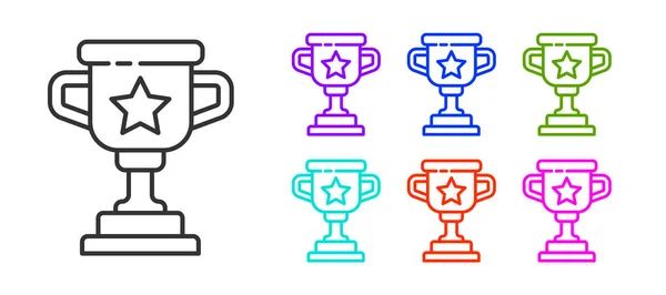 Μαύρο Εικονίδιο Κύπελλο Βραβείο Γραμμή Απομονώνονται Λευκό Φόντο Σύμβολο Τρόπαιο — Διανυσματικό Αρχείο