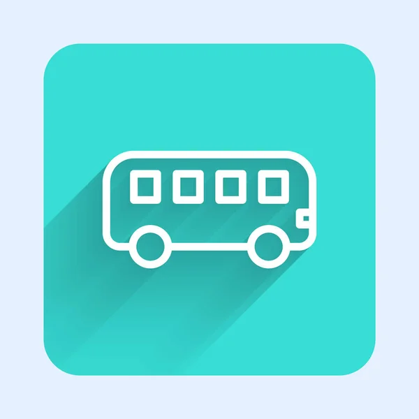 Weiße Linie Bus Spielzeug Symbol Isoliert Mit Langem Schatten Grüner — Stockvektor