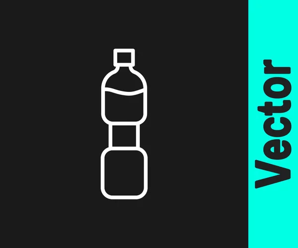 Línea Blanca Icono Botella Agua Aislado Sobre Fondo Negro Signo — Archivo Imágenes Vectoriales