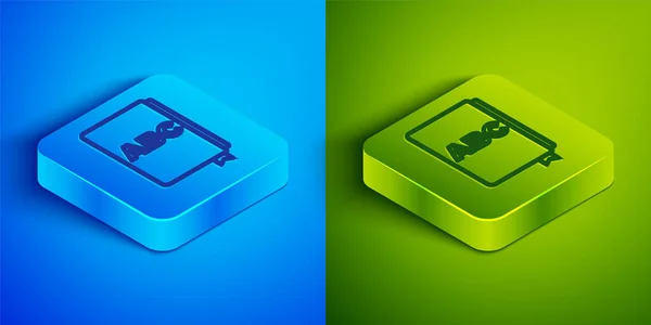 Изометрическая Строка Abc Book Icon Isolated Blue Green Background Знак — стоковый вектор