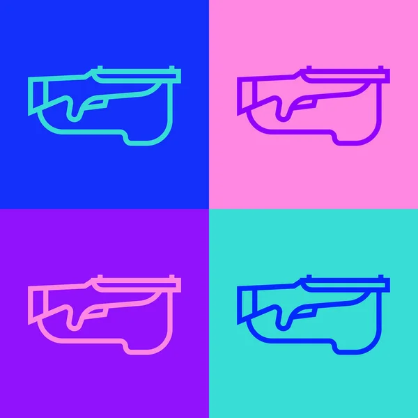 流行艺术线Biathlon步枪图标孤立的色彩背景 史基枪B — 图库矢量图片