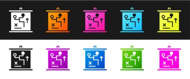 Planlama stratejisi konsepti simgesini siyah ve beyaz arkaplanda izole et. Bardak düzeni ve taktik. Vektör.