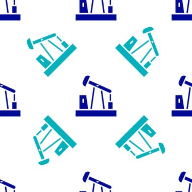 Mavi yağ pompası ya da pompa ikonu beyaz arka planda izole edilmiş pürüzsüz desen. Petrol platformu. Vektör.