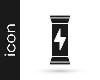 Siyah Spor, vücut geliştirme, protein enerji içeceği ve beyaz arka planda izole edilmiş yiyecek ikonu. Vektör.