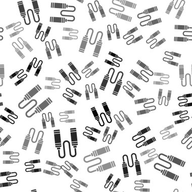 Siyah atlama ipi simgesi beyaz arkaplanda izole edilmiş. İp atlıyorum. Spor malzemeleri. Vektör.