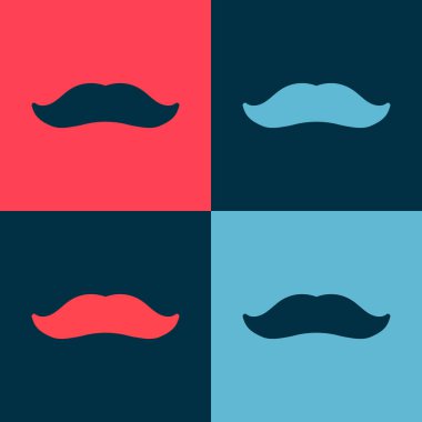 Pop Art Bıyık simgesi renk arkaplanda izole edildi. Berber dükkanı sembolü. Yüz kılı stili. Vektör.