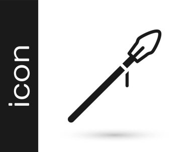 Beyaz arka planda siyah ortaçağ mızrak ikonu izole edildi. Ortaçağ silahı. Vektör.